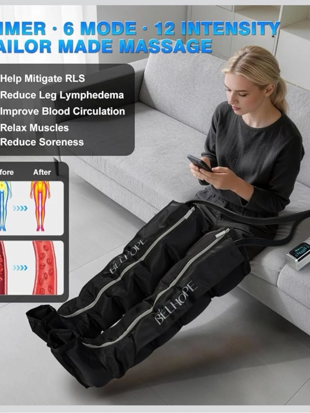 Leg Compression Massager for Circulation and Pain Relief